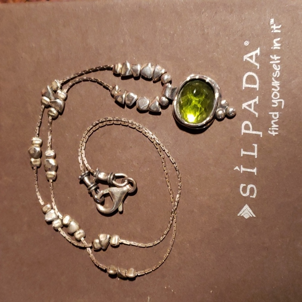Silpada Sterling Silver Green Glass Necklace